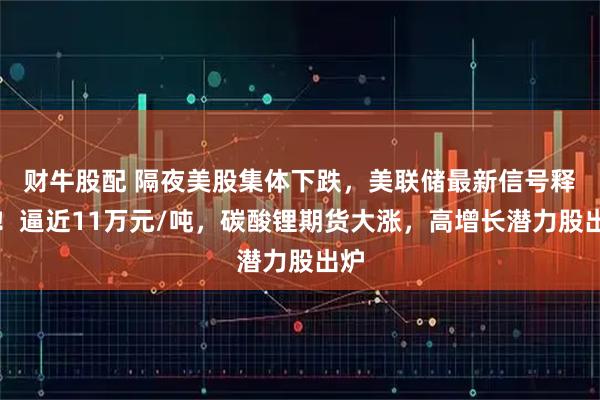 财牛股配 隔夜美股集体下跌,美联储最新信号释出!逼近11万元/吨,碳酸锂期货大涨,高增长潜力股出炉