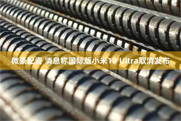 微豪配资 消息称国际版小米18 Ultra取消发布